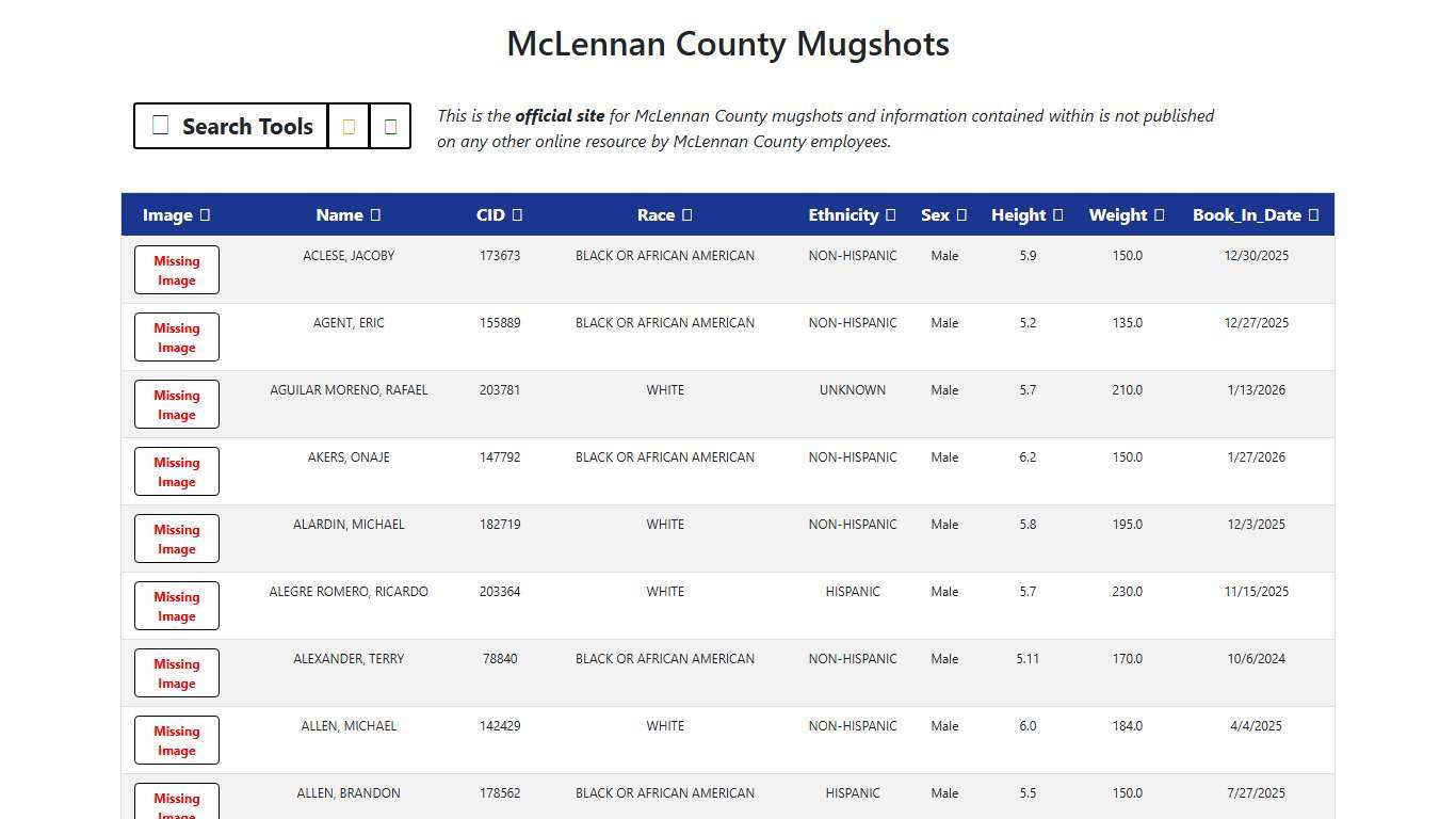 McLennan County Mugshots Application