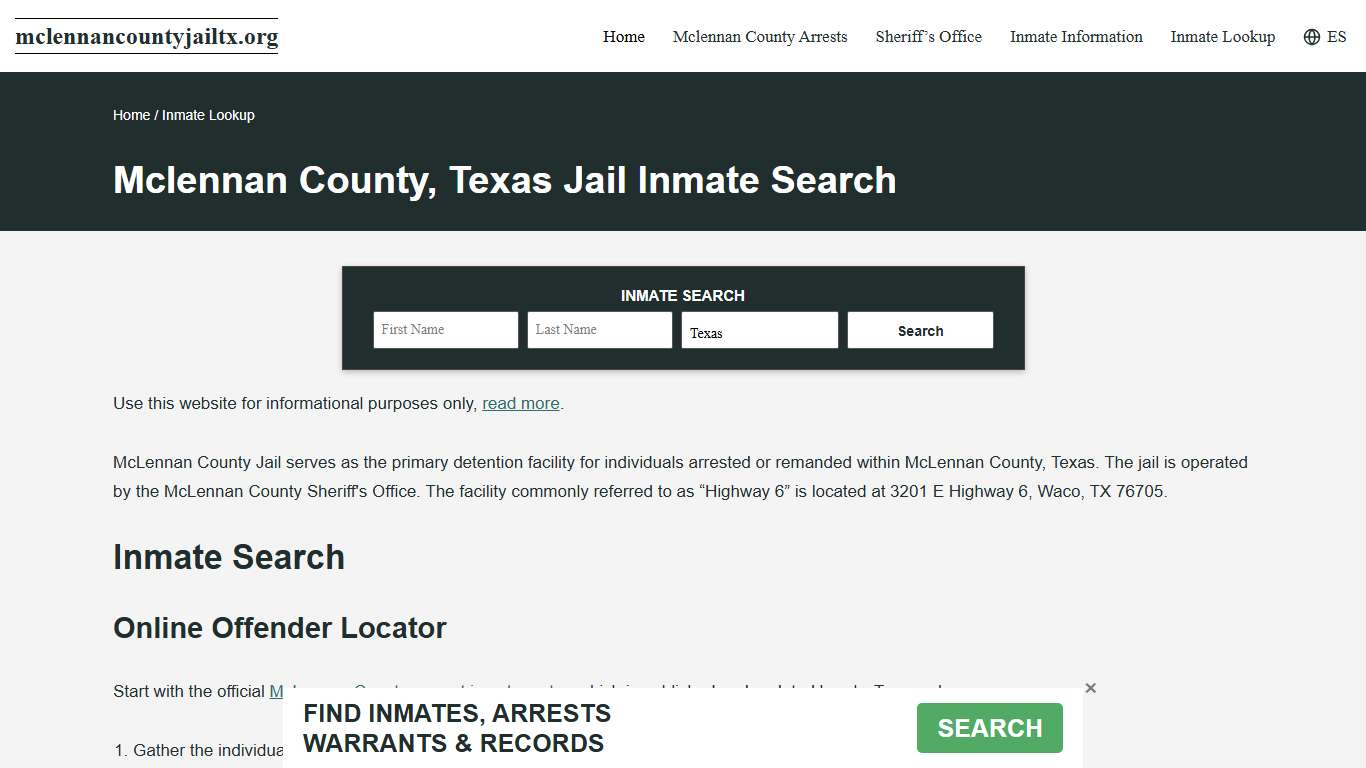 Mclennan County, TX Incarcerated Records Lookup